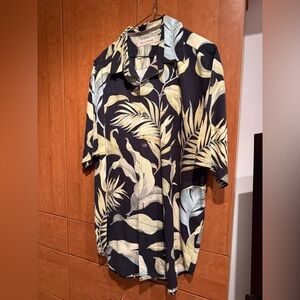 Tommy Bahama Black and Cream Leaf Shirt